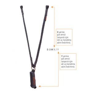 Kaya Safety E-3 W Çift Kol Şok Webbing Elastik Lanyard 2