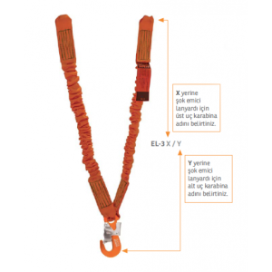 Kaya Safety EL-3 Çift Kol Şok Emicili Elastik Lanyard 2